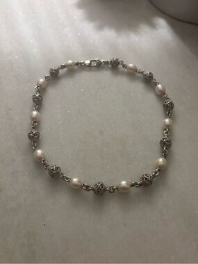 Judith Ripka Pearl & Woven Bead Station Necklace